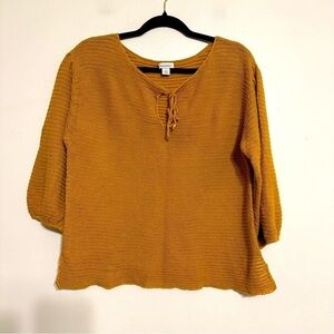 Sundance Cotton Knit Puff Sleeve Peasant Top Size Large